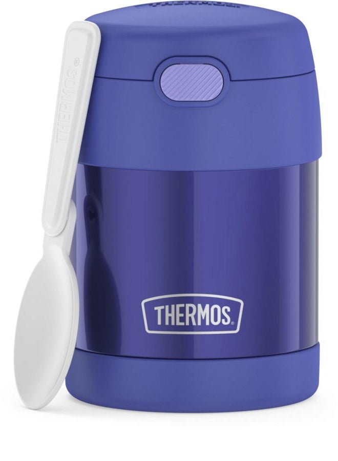 THERMOS FUNTAINER 10 Ounce Stainless Steel Vacuum Insulated Kids Food Jar with Folding Spoon, Purple - Image 1